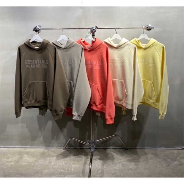 

hoodies sweatshirts fog double line essentials season 8 row flocked letter hooded plush sweater for lovers in autumn and winterf, Black