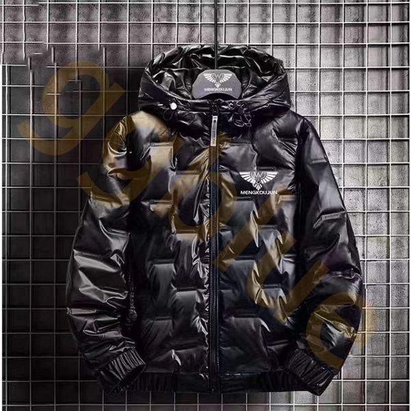 

winter casual hooded bright face down jacket men's white duck fashion trend, Black