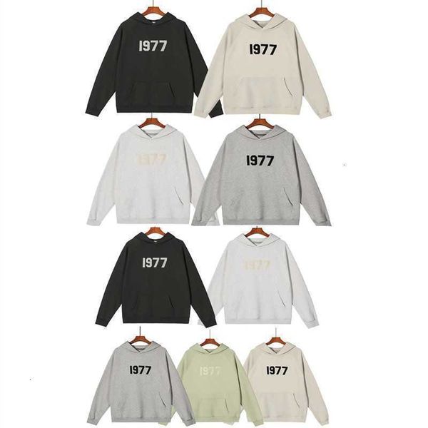 

hoodies hweatshirts correct fog double thread essentials flocking 1977 printed high street fashion brand men's and women's hoodie, Black