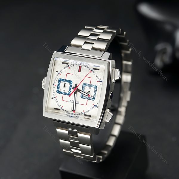 

wristwatches 50th anniversary special edition super rare sport quartz blue 39mm chronograph luxury stainless steel strap watch 221128, Slivery;brown