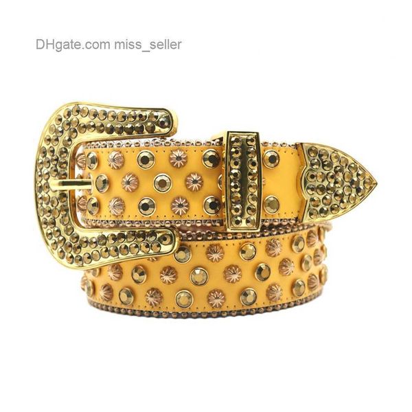 

2022 designer belt bb simon rhinestone belt men's hip hop punk fashion belt miss seller, Black;brown