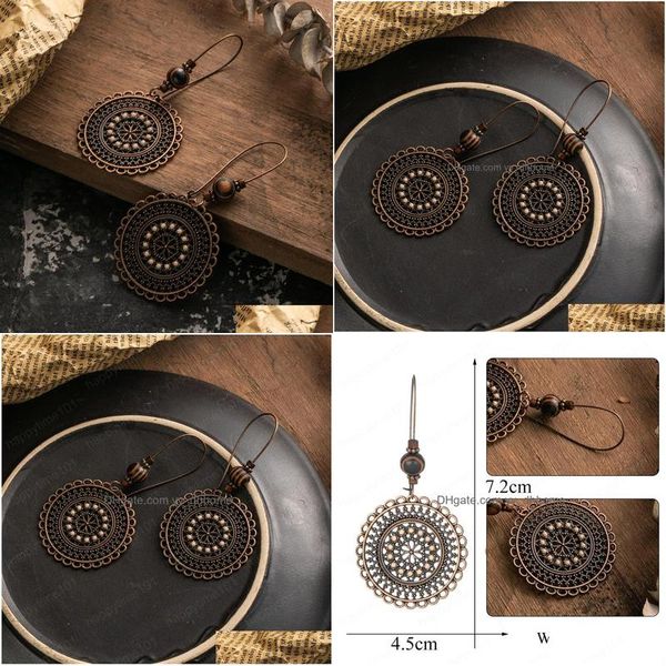 

dangle chandelier bohemian vintage dangle earrings for women female ethnic round hollow drop earring fashion handmade jewelry deliv dhe8v, Silver