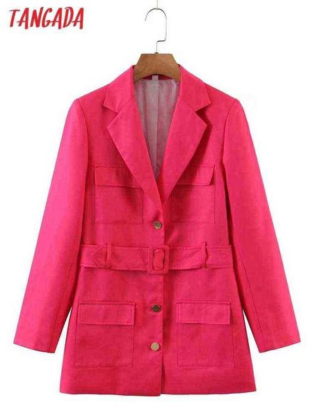 

suit tangada women ink blazer coat with belt notched collar pocket 2022 fas, White;black