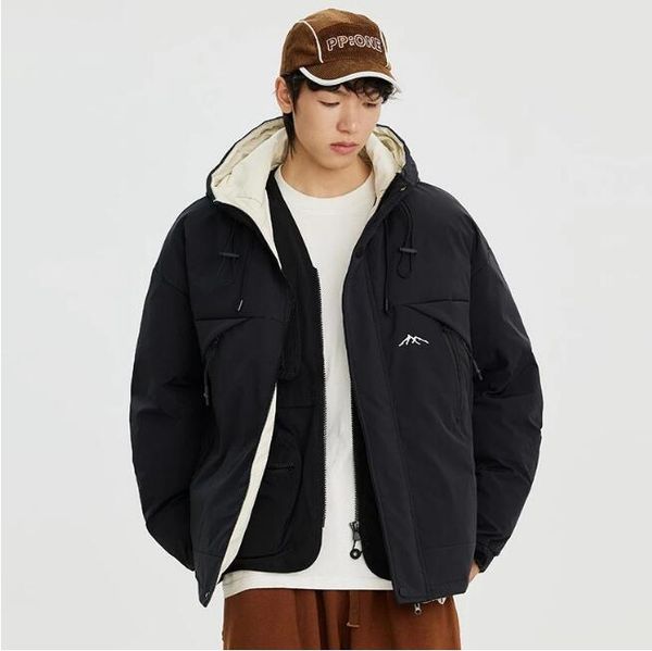 

zipper cotton clothing men's plus size outerwear & coats winter fashion high street, Black;brown