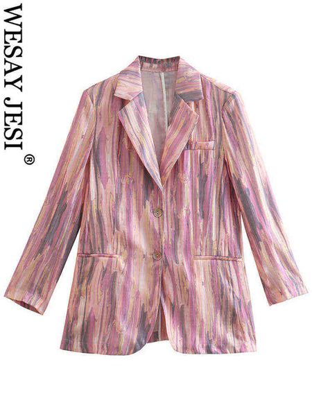 

suit wesay jesi pink oil paint print senior girls series ladies jacket elegant, White;black