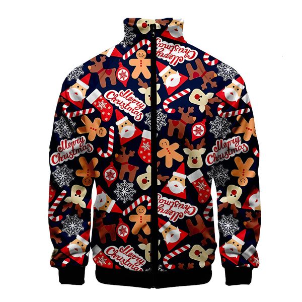 

mens jackets christmas gingerbread man xmas stand collar clothes boy 3d hip hop personality zipper sportswear 221129, Black;brown