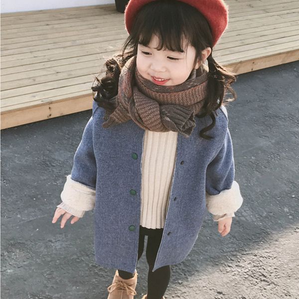 

coat spring autumn kids jacket for girl cat print back long sleeve wool children girl outerwear fashion toddler baby coats clothes 221128, Blue;gray