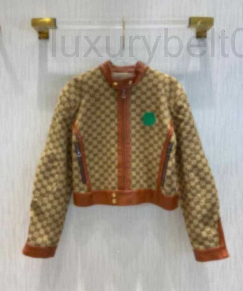 

women's jackets designer 2022 women's color matching jacket female short zipper stitching imported lambskin leather edging craft 4, Black;brown