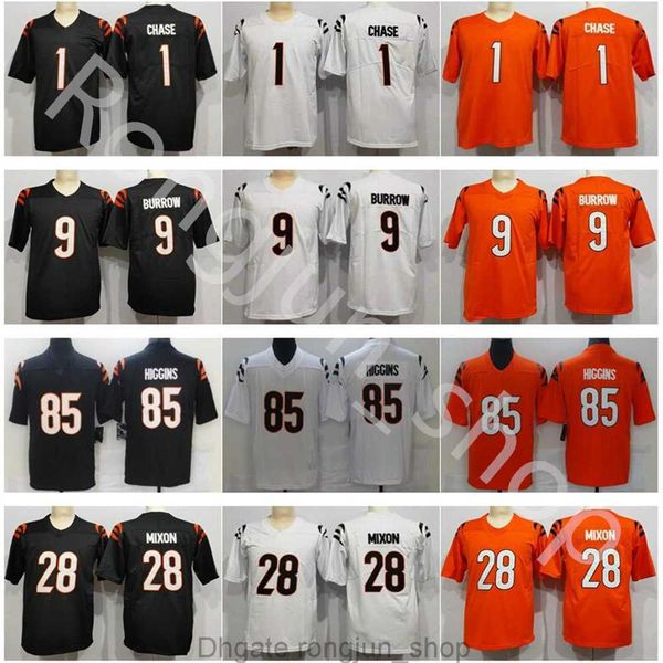 

jersey printed cincinnati mens youth women football 1 jamarr chase 9 joe burrow 28 joe mixon 85 tee higgins evan mcpherson bengal jerseys si, Black