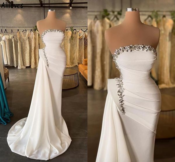 

elegant white modern prom dresses sparkle rhinstones strapless peplum ruched formal party evening gowns arabic aso ebi women second receptio, Black