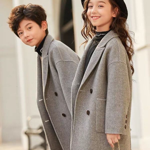 

coat children boys coats outerwear winter child jackets woolen long trench teenagers warm clothes kids outfits for 4 8 10 12 14 years 221129, Blue;gray
