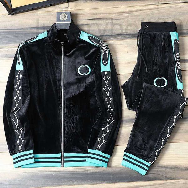 

men's tracksuits designer golden velvet casual sportswear set men's autumn and winter fashion two-piece large size 4zfx, Gray