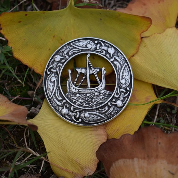 

pins brooches 12pcs sanlan celtic viking ship brooch pin vintage metal brooches for women and men 221128, Gray