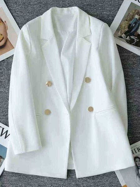 

women blazer elegant solid color office blazer long sleeves loose casual vest fashion streetwear temperament jacket new 2022 j220813, White;black