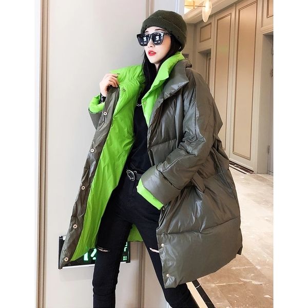 

women s down parkas fashion winter parka female korean oversized loose puffer jacket women long big size warm white duck coat mujer 221128, Black
