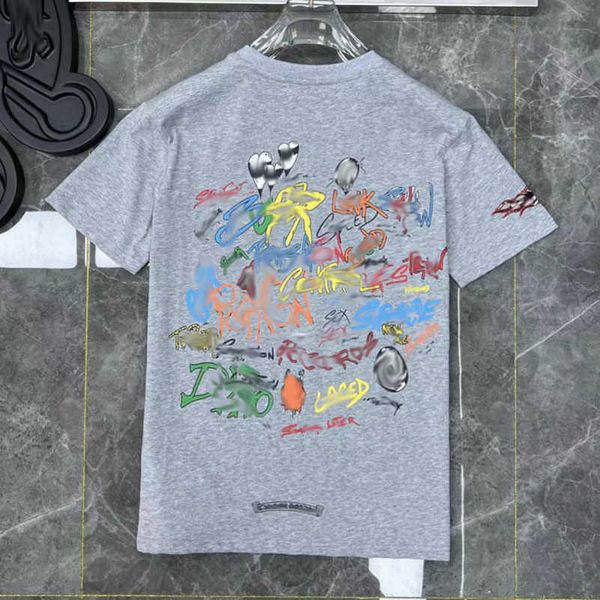 

women's luxury fashion t shirt ch brand tees men women sanskrit letter couple t-shirt sweatshirt horseshoe flower short sleeve polos c, White