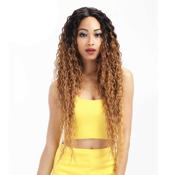 

headwear accessories natural ombre blonde wig 22 inch long wavy heat ristance lace front african american synthetic hair wigs