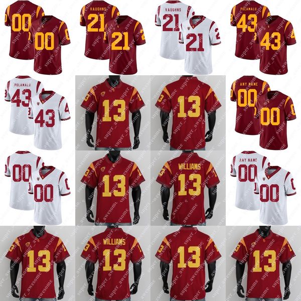 

football jerseys ncaa usc trojans football jersey 13 caleb williams 3 addison mario williams travis dye tuli tuipulotu lake mcree austin jon, Black;red