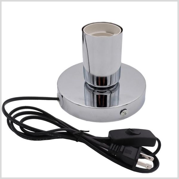 

polished metal desklamp base 180cm cord e27 e26 base holder with onoff switch eu us plug in screw for table
