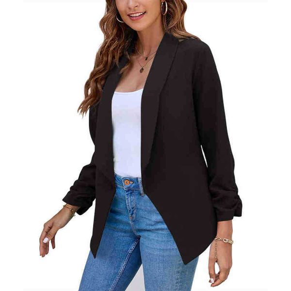 

suit summer black blazers women 2022 female office lady nine quarter blazer ope, White;black