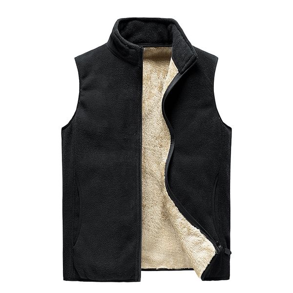 

New mens fleece vest thickened thermal jacket Jacket Mens stand-up collar hugging vest, Blue