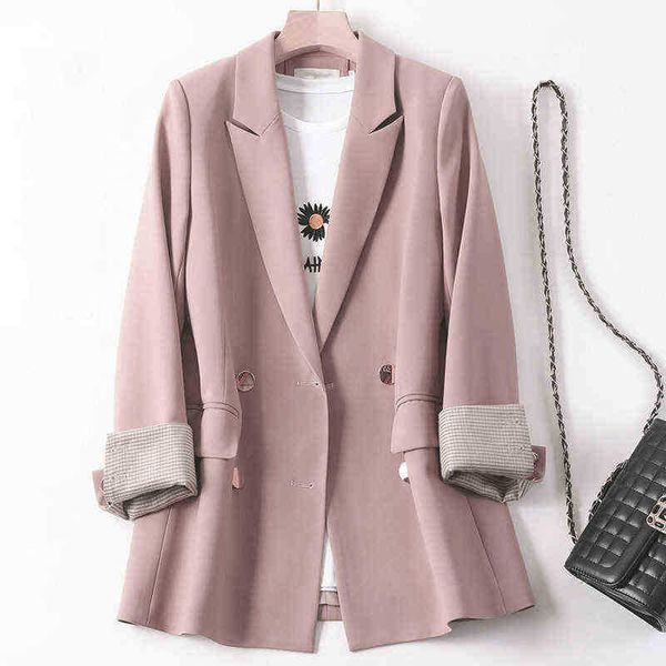 

new 2022 autumn winter blazers bags formal jackets vintage fashionable office lady elegant outerwear wild j220813, White;black