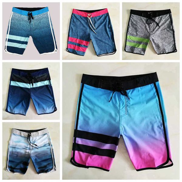 

men's shorts fashion trend brand men's beach trunks 2021 new bermuda illusion swim trunks waterproof quick-drying casual diving su, White;black