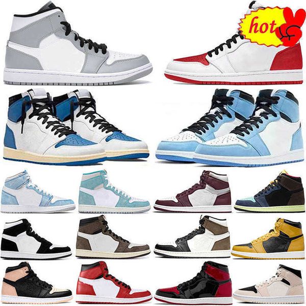 

jumpman 1 basketball shoes mens women hyper royal 1s dark mocha chicago obsidian unc white lucky blue green outdoor sports trainers sneakers, Black