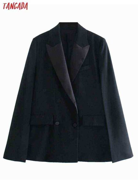 

suit tangada women black cape blazer jacket vintage notched collar pocket fashi, White;black
