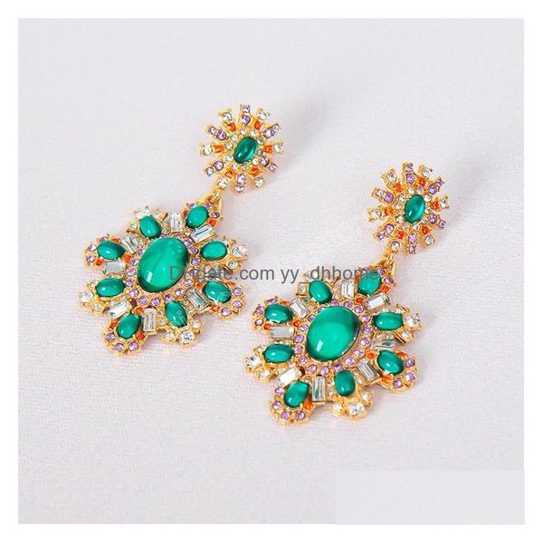 

dangle chandelier temperament mti color crystal drop earrings vintage geometric green gemstone dangle girl party ear jewelry delive dhard, Silver