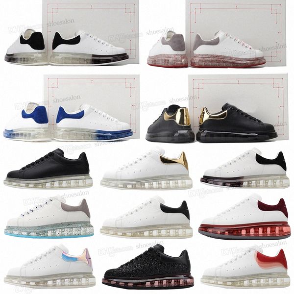 

2022 shoes designer casual shoes men women womens leather lace up quality white alexander mens sole flats velvet platform mc queens flat sne, Black