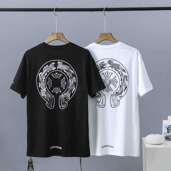 

luxury fashion men's t shirt brand couple tees men women t-shirts sweatshirts sanskrit letter short sleeve horseshoe tshirt classic te, White;black