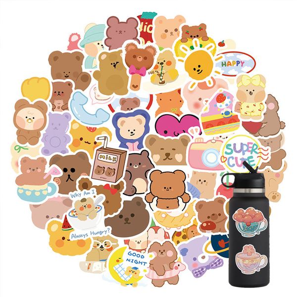 

55pcs cute cartoon bear stickers pack for lapskateboard motorcycle decals