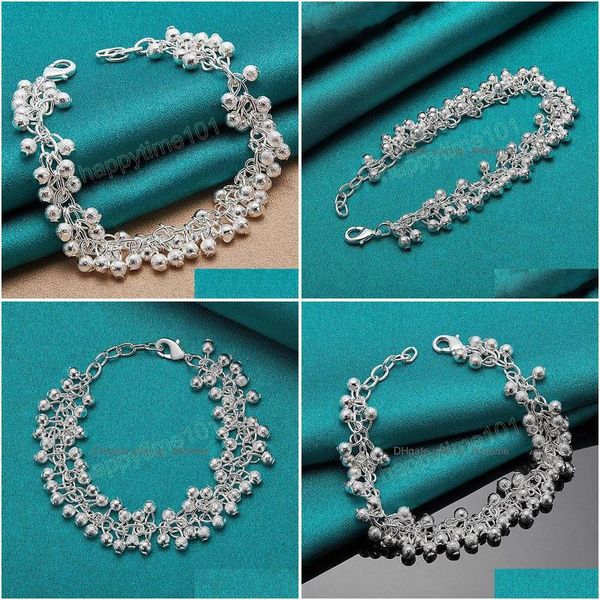 

charm bracelets 925 sterling sier matte fl beads ball chain bracelet for women wedding engagement party fashion jewelry drop deliver dhsdi, Golden;silver