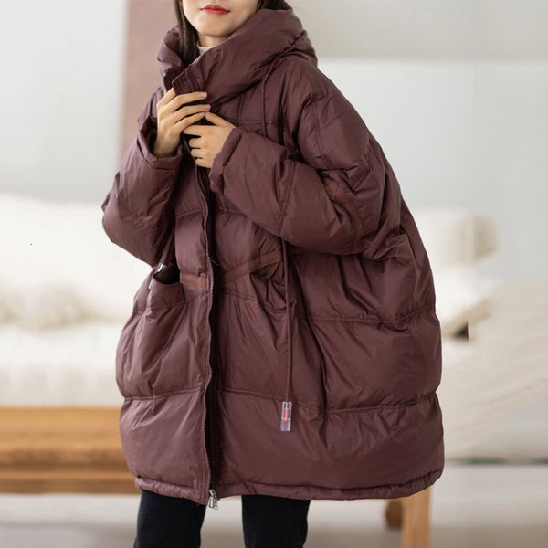 

women's down parkas women white duck down jacket casual loose over size puffer coat autumn winter warm outwear with hood korean down pa, Black