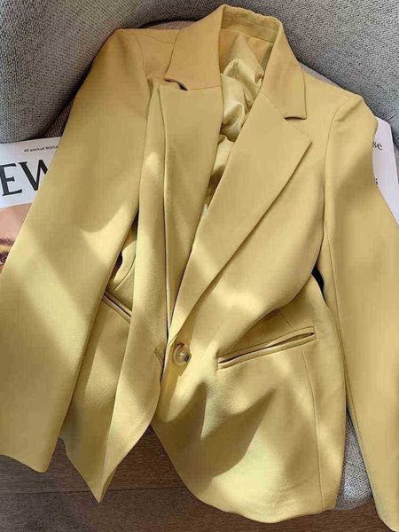 

blazer women casual loose office elegant korean style basic fashion long sleeve design solid color office coats summer new j220813, White;black