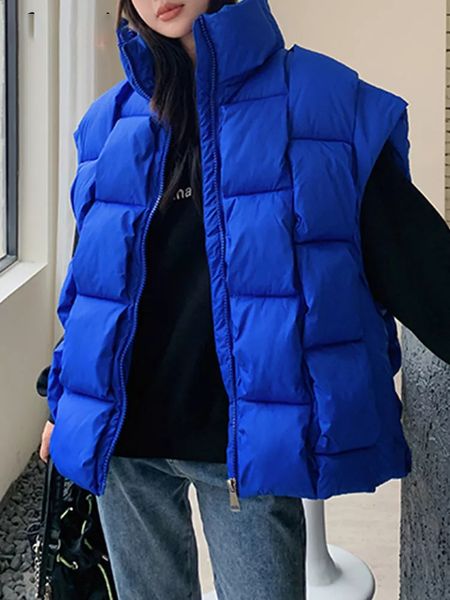 

women's vests winter jacket vest for women oversized waistcoat thicken parkas green puffer coats elegant zipper down parka outerwear 22, Black;white