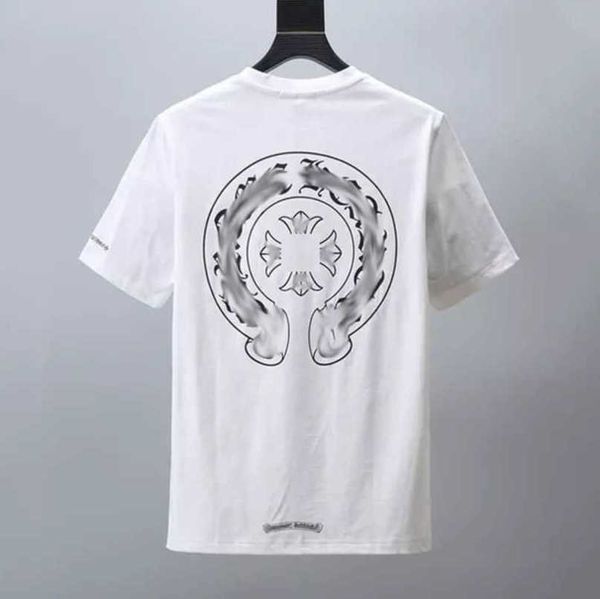 

women's t fashion shirt brand tees men women sanskrit letter sweatshirts short sleeve horseshoe couple t-shirt classic cross tee tshir, White