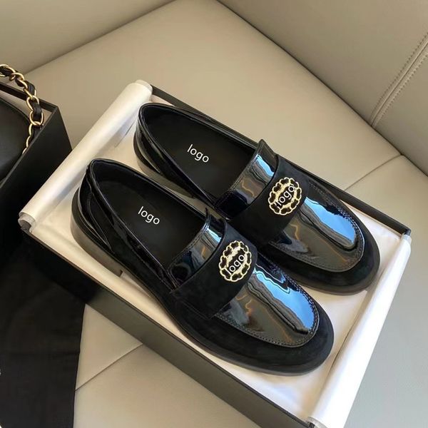 

fashion-dress shoes women 's single shoe boat shoes small leather flat bottomed versatile buckle one foot pedal lefu35-41, Black