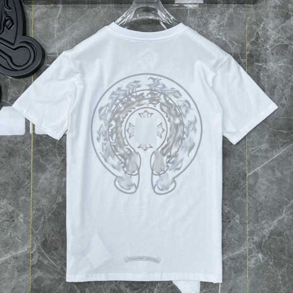 

luxury men's fashion t shirt ch brand tees men women sanskrit letter sweatshirts short sleeve horseshoe couple t-shirt classic cross t, White;black