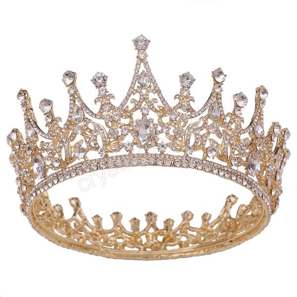 

vintage crystal round tiaras crowns men women prom party wedding hair jewelry accessories, Slivery;white