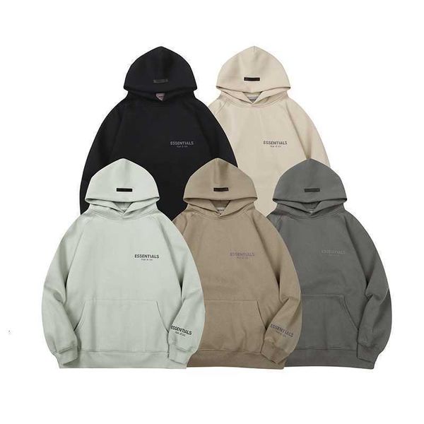 

hoodies hweatshirts tide brand fog double thread essentials chest letter press glue plush hoodie sweater men's and women's high st, Black