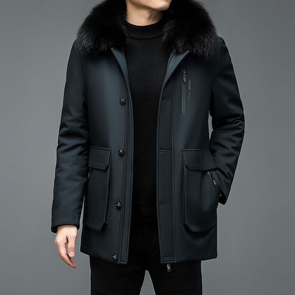 

men's down parkas yxl882 winter thickened overcome collar removable liner casual business cotton jacket 221128, Black