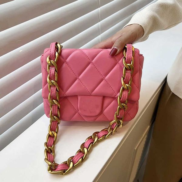 

design packagexiaoxiangfeng bag 2023 new european and american fashion coarse chain underarm square fat boy high sense rhombic