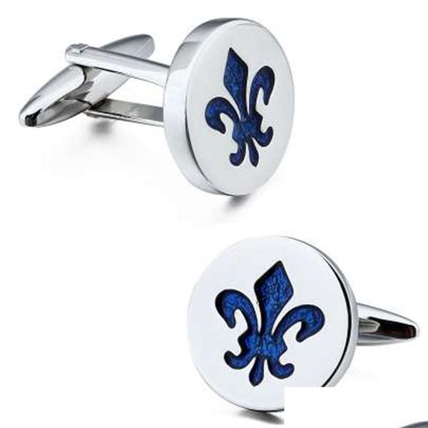 

cuff links classic fleur de lis cufflinks blue enamel pattern sier color cuff links for french drop delivery jewelry tie clas dhgarden dhkwd, Silver