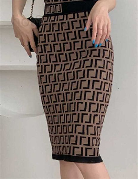 

casual dresses designer designer womens elegant chain letter party dress women's fashion half-length skirt solid color knit step packag, Black;gray