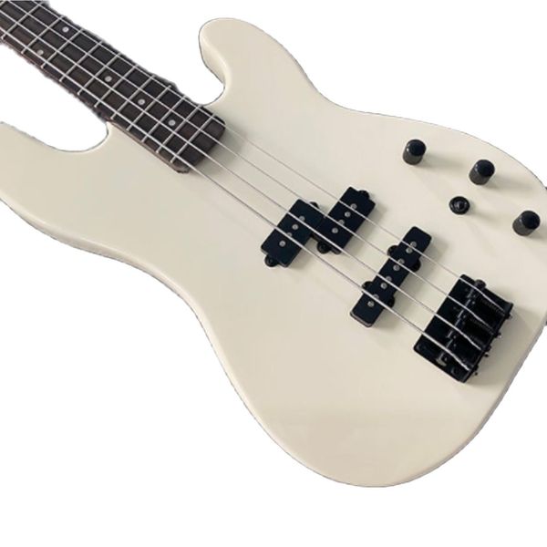 

lvychinese electric bass guitar white milk color body and black neck 4 strings