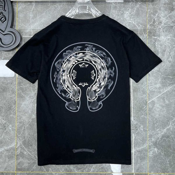 

men's luxury classic t shirt ch brand tees men women sanskrit letter short sleeve horseshoe couple t-shirts designer polos tshirts cro, White;black