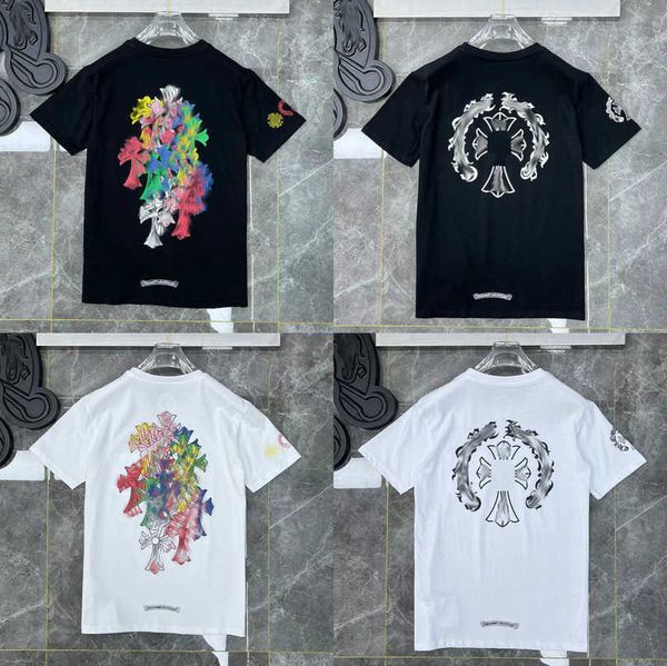 

fashion men's luxury t shirt brand couple tees t-shirts men women sweatshirts sanskrit letter short sleeve horseshoe tshirt polo cross, White;black