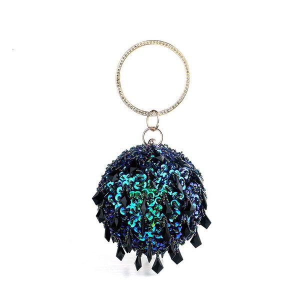 

evening bags fashion luxury round embroidery sequin tassel handbag ladies clutch for women ball shoulder bag purses 221128